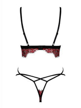 Redessia 2-delige Kanten BH Set - Rood/Zwart - PlayForFun
